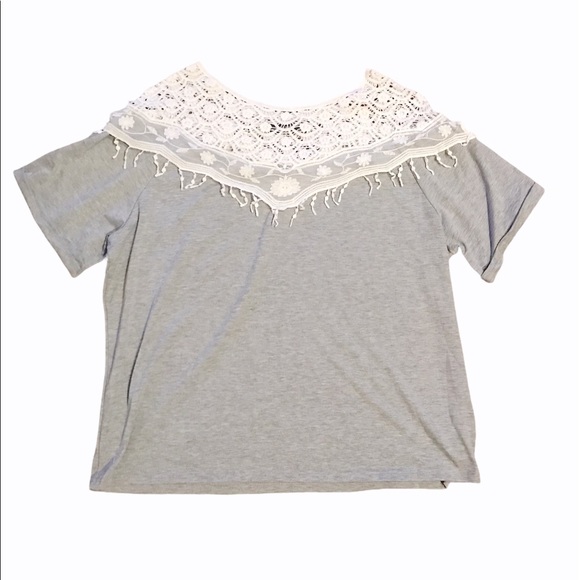 Zanzea Heather Gray Chrocet Lace Top 4XL New - Picture 3 of 5